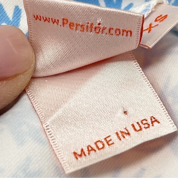 PERSIFOR Women’s Blue White Coral Print BRIE Top Tassel Back Resort Preppy Sz XS - Picture 9 of 11